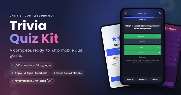 Trivia Quiz Kit - Complete Mobile Quiz Game Template