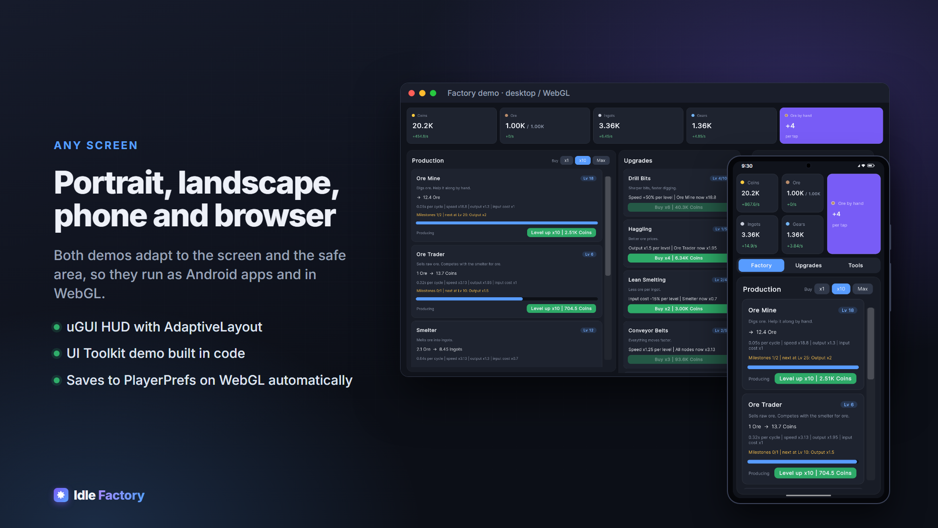 The HUD in portrait and landscape